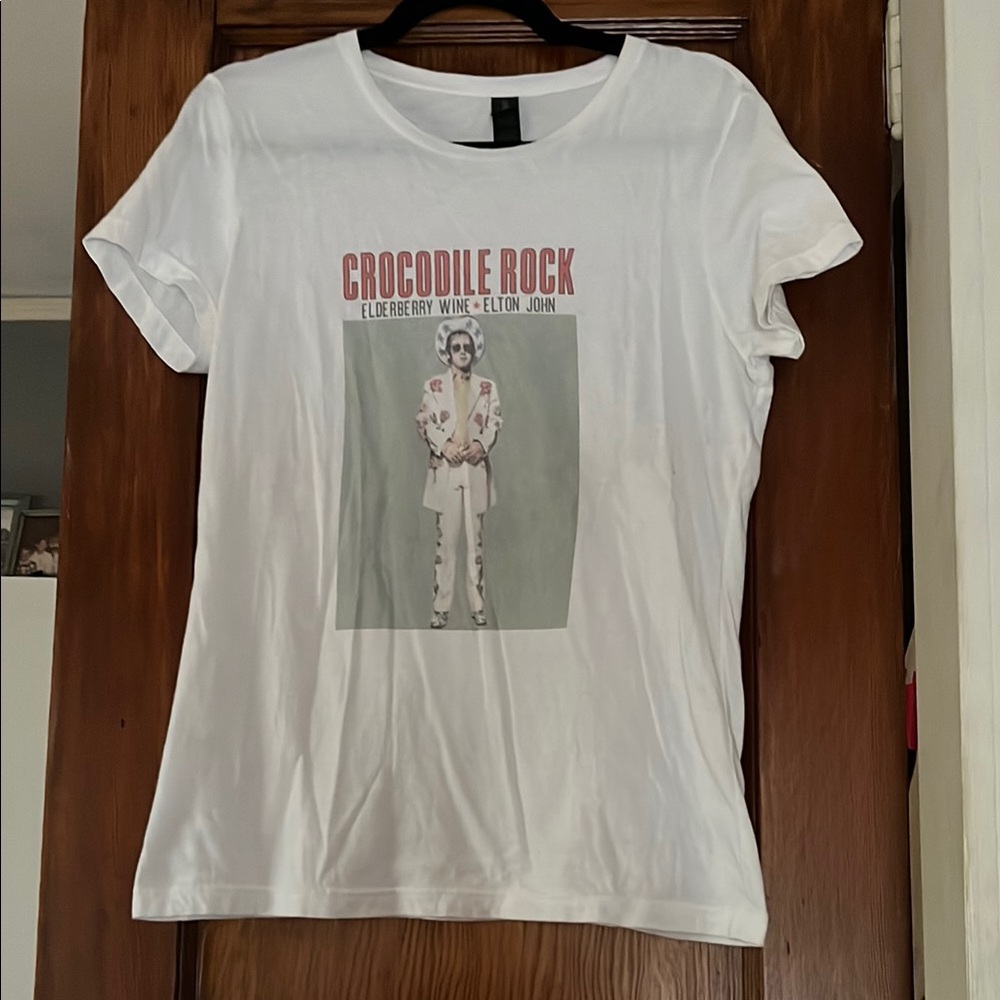 Gildan White  vintage Crocodile Rock Tee